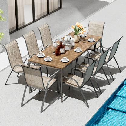 Arlopu 8Pcs Patio Dining Chairs Outdoor Stackable Armrest Chairs for Lawn Garden Backyard