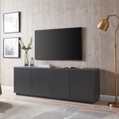 Evelyn&Zoe Hanson Rectangular TV Stand for TV's up to 75", Black Grain