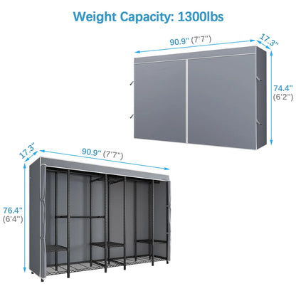 VIPEK V50 Extra Large Portable Closet Rack Bedroom Armoire Freestanding Wardrobe Closet, Heavy Duty Clothes Rack Multi-Functional Metal Clothing Rack for Hanging Clothes, Max Load 1300lbs, Black