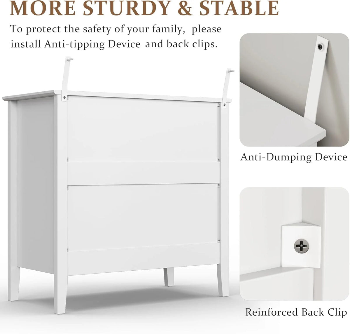 Heynemo Beige 6 Drawer Dresser, Fluted Modern Wood Chest