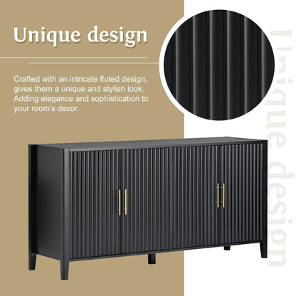 Black Accent Cabinet, Atumon Storage Cabinet Furniture, Modern Buffet Sideboard, Wooden Accent Cabinet with 3 Doors, Accent Storage Cabinet for Entryway Hallway Living Room, 48"L x 17.7"W x 31.9"H