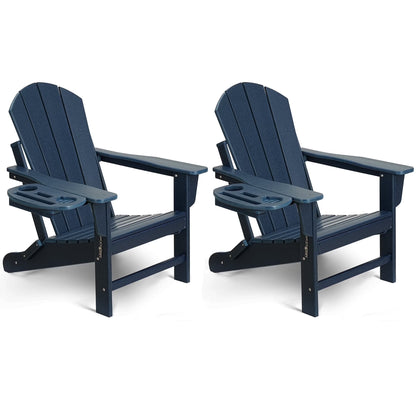 FOOWIN HDPE Plastic Adirondack Chairs Set of 4, Black