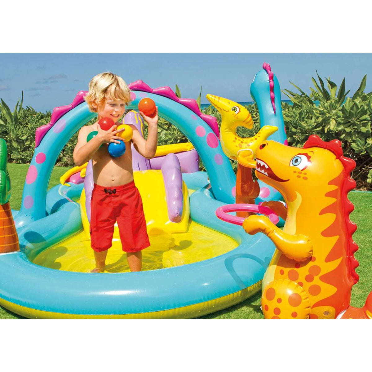 Intex Dinoland Kiddie Inflatable Pool & Inflatable Ocean Backyard Kiddie Pool