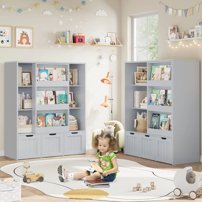Homfa 6 Cube Toy Storage, Cube Organizer with Sliding Rack, 3 Drawer Kids Bookcase and Bookshelf, White