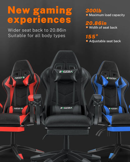 Bigzzia Gaming Chair with Footrest, Gaming Chair for Adult with Headrest and Lumbar Support,Red
