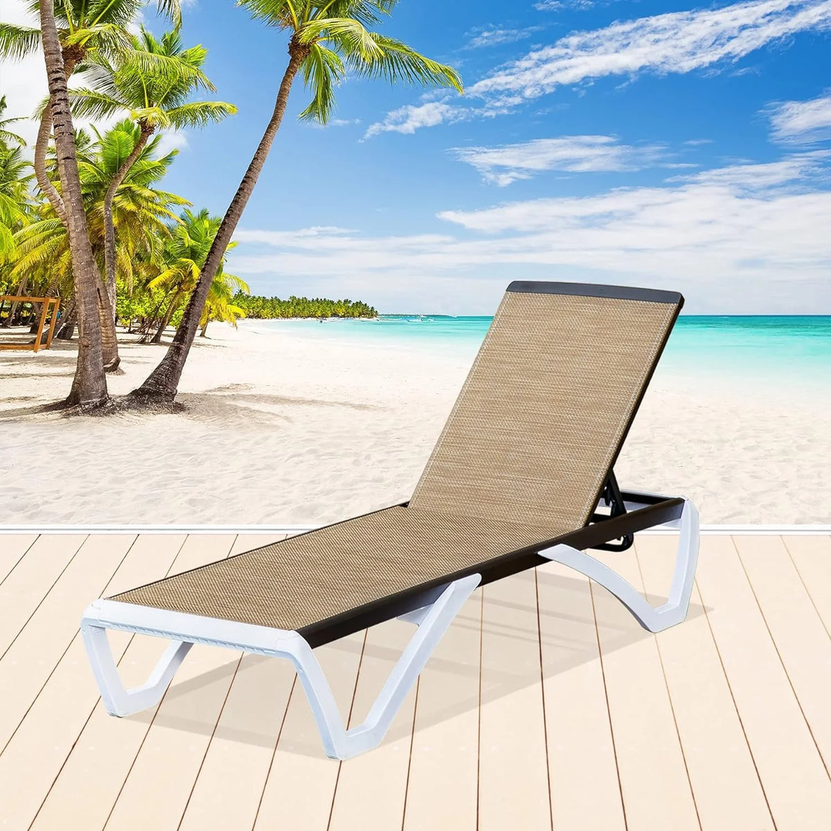 Domi Outdoor Living Chaise Lounge Chair Aluminum Adjustable Pool Lounge Chair��With All-Weather Textilene for Deck, Lawn, Backyard ��1 Grey Chair��