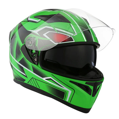 1Storm Motorcycle Modular Full Face Flip up Dual Visor Helmet + Spoiler + Motorcycle Bluetooth Headset: HJK316 Mechanic Red