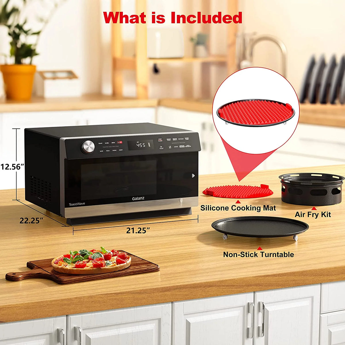Galanz  4-in-1 ToastWave with TotalFry 360, Convection, Microwave, Toaster Oven, Air Fryer, 1000W,1.2 Cu.Ft, LCD Display, Cook, Sensor Reheat, Stainless Steel