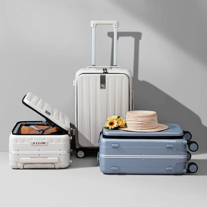 Hanke 20"Carry On Luggage with Wheels, Ivory White