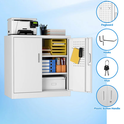 GANGMEI 72 Inches Tall Metal Garage Storage Cabinets with 5 Adjustable Shelves, Lockable Steel Black Storage Cabinet with Doors for Office, Home, School, Shops, Garage, Assembly required