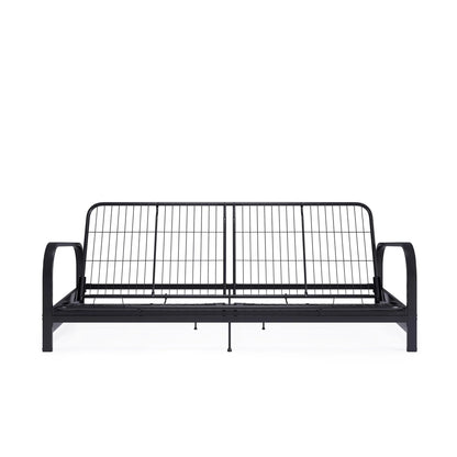 DHP College Metal Arm Futon, Black Frame with Gray Mattress