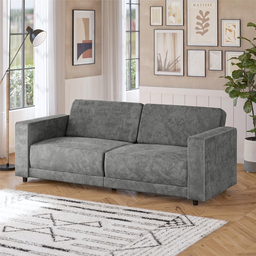 RealRooms Allie Corduroy 82" Futon Sofa Bed, Gray
