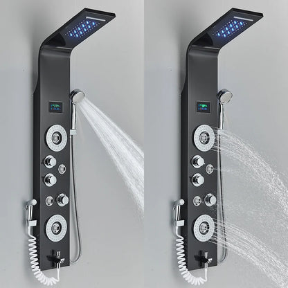 Shower Panel Tower System LED Rain&Waterfall Massage Jet Sprayer Stainless Steel
