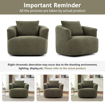 Harper & Bright Designs 360�� Swivel Accent Chair, Barrel Chair Swivel Upholstered Sofa Chair with Cushion for Living Room Office, Beige