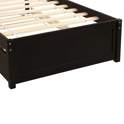 Aukfa Twin Platform Bed with Trundle - Trundle Bed with Headboard for Kids Teens - White