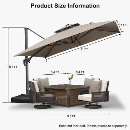 PURPLE LEAF Outdoor Cantilever Umbrella 10' X 13' Rectangle Umbrella Large Patio Umbrella Windproof Heavy Duty Hanging Offset Umbrella for Garden Outdoor Pool, Dark Grey