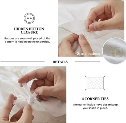 Simple&Opulence 100% Washed Linen Duvet Cover Set-3 Pieces Shabby Chic Premium Ruffled Bedding with 1 Comforter Cover and 2 Pillowshams France Flax High End Frill Sets Vintage Style(King, White)