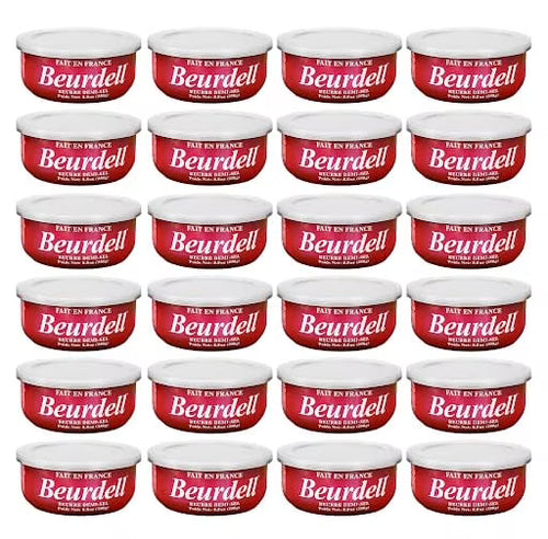 Beurdell Canned French Butter – 100% Natural Salted Pasteurized Real Butter | Long Shelf Life Emergency Survival Food | Great for Cooking, Baking, RV & Camping | Pull Top Lid | Pack of 24 | France