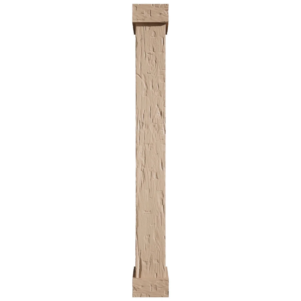 Ekena Millwork 18"W x 5'H Hand Hewn Endurathane Faux Wood Non-Tapered Square Column Wrap with Standard Capital & Base