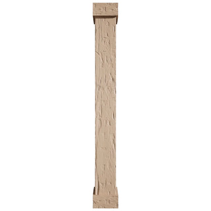 Ekena Millwork 18"W x 5'H Hand Hewn Endurathane Faux Wood Non-Tapered Square Column Wrap with Standard Capital & Base
