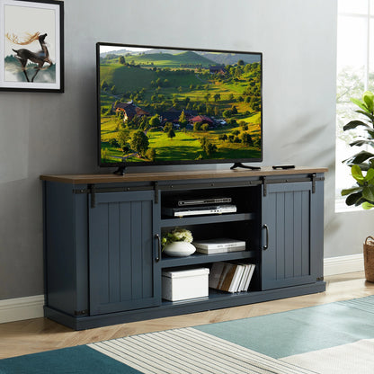 FESTIVO Farmhouse TV Stand for 75" TV, Entertainment Center, Sliding Barn Door TV Stand, 68 inch TV Console Table, Home Living Room Media Console with Adjustable Shelf - Off White