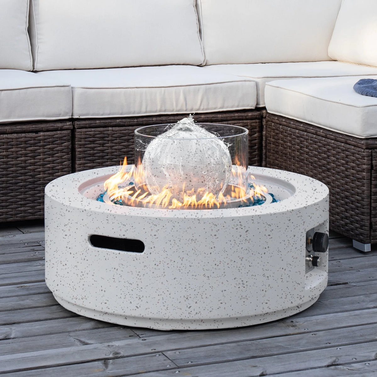 COSIEST 29.3-inch 50,000 BTU Outdoor Propane Fountain Round Fire Pit Table