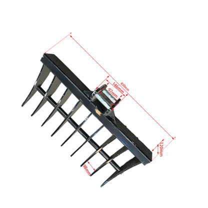 MachPro Mini Excavator Rake, 31'' Mini Excavator Attachments, 9 Tooth Wide Backhoe Digger Accessories Rake Use for Land Clearing, Debris Removing