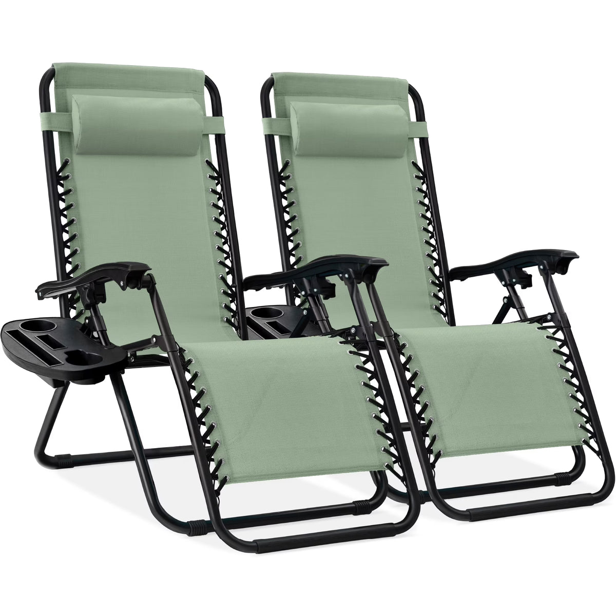Best Choice Products Set of 2 Zero Gravity Lounge Chair Recliners for Patio, Pool w/ Cup Holder Tray - Gray