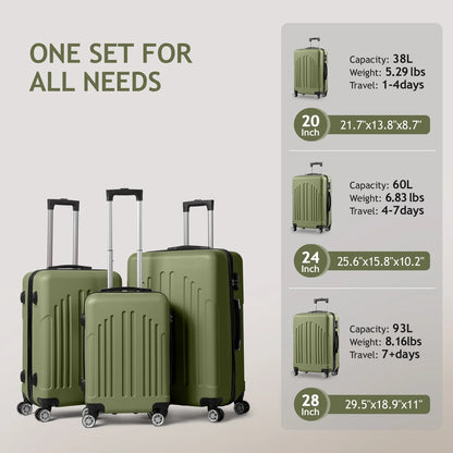 Zimtown 3 Piece Nested Spinner Suitcase Luggage Set With TSA Lock Royal Blue