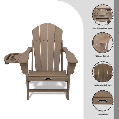 FOOWIN HDPE Plastic Adirondack Chairs Set of 4, Black