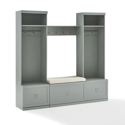 Crosley Furniture Harper 4Pc Entryway Set White - Bench, Shelf, & 2 Hall Trees