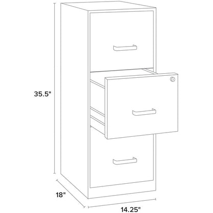 Space Solutions 3 Drawer Modern Metal Vertical File Cabinet with Lock in Silver