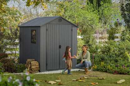 Keter Outdoor Storage Shed, Durable Resin, Compact & Portable, Store-It-Out Darwin, Grey