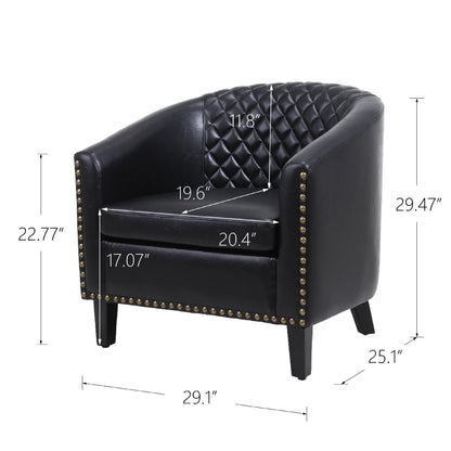 Comfortable Upholstered Armchair, Recliner Chair, Armchair with Wide Armrest,PU Leather Club Chair for Living Room, Club or Office, Single Chair ,Orange.