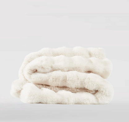 Brooklyn Loom Bubble Faux Fur 100% Microfiber Polyester  Twin XL Blanket in Green, All Season, Adult Size, OEKO-TEX Certified