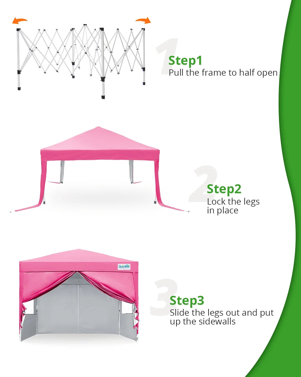 Quictent 10'x10' Pop up Canopy Tent with Sidewalls Instant Outdoor Gazebo Easy Party Tent Enclosed Waterproof, Easy Set up (Pink)