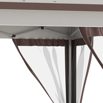12' X 12' Pop Up Canopy Tent with Netting and Carry Bag,Double Canopy, Instant Sun Shelter with 137 Sq.ft Shade, Tents for Parties, Height Adjustable, for Outdoor, Garden, Patio, Beige and Brown