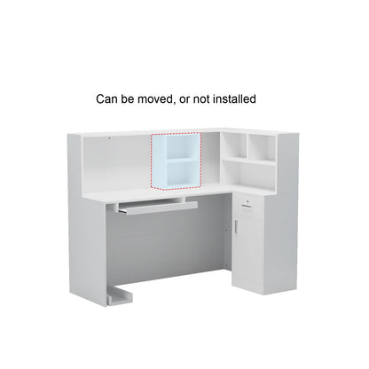 MONSLIPA L-Shape Wood Reception Desk with , Register Stand Reception Center Desk, White