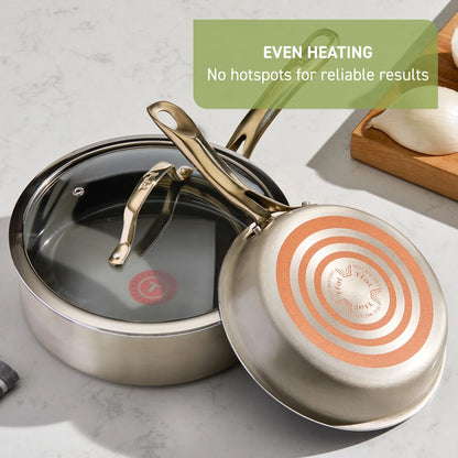 T-fal Preserve Ceramic Non-Stick Cookware, 13 Piece Pots and Pans Set, Champagne