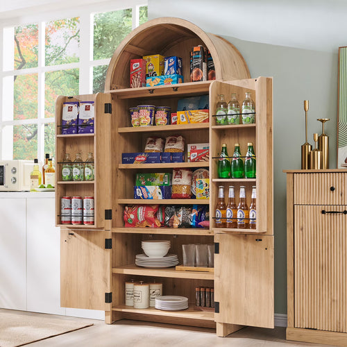 IFGET 71" Tall Arched Kitchen Pantry Storage Cabinet, Large Storage Cabinet with Adjustable Shelves, Pantry Cabinet for Kitchen, Dining Room