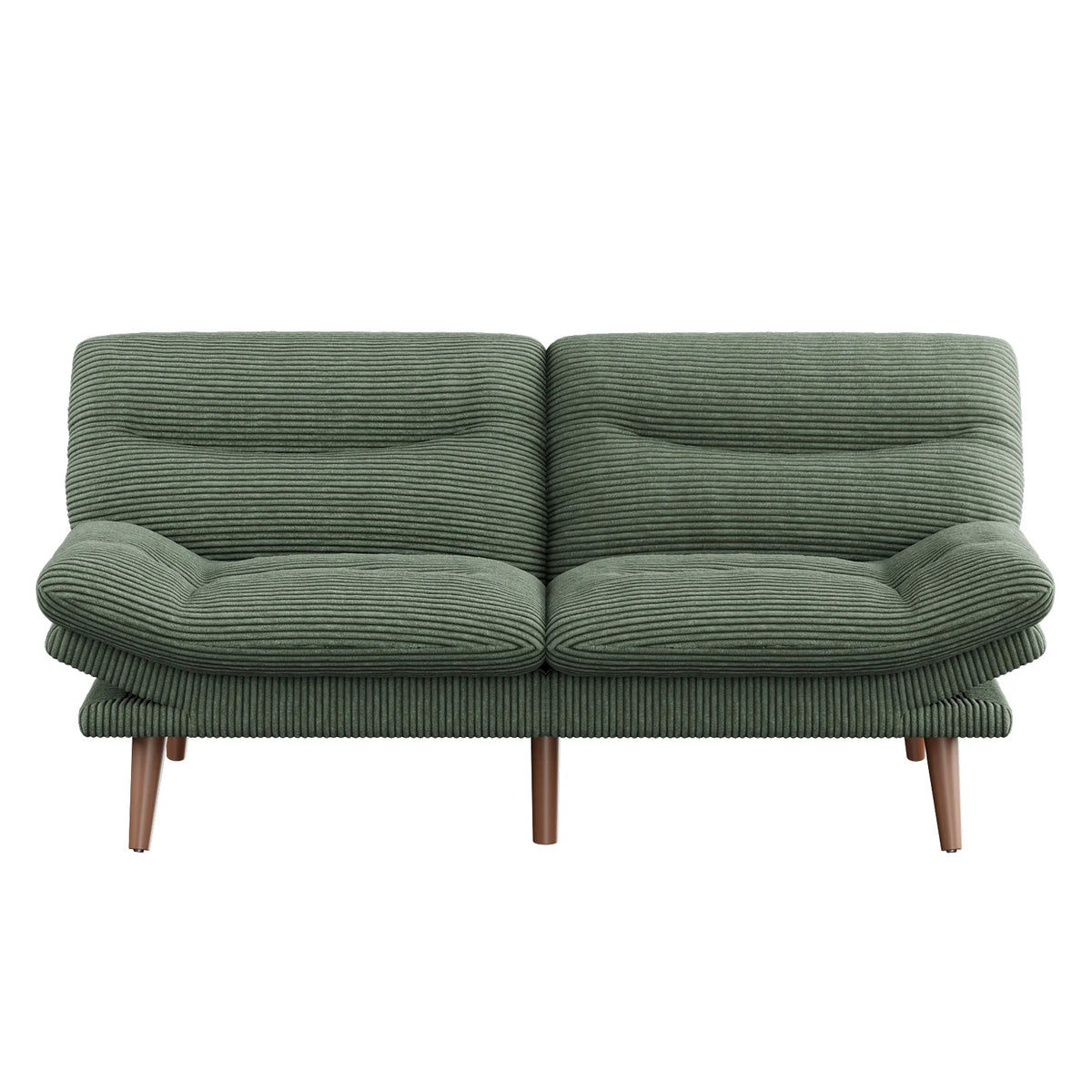 CHITOOMA 66" Futon Sofa Bed with Adjustable Backrest and 6-Level Armrests, Grey Corduroy Convertible Futon Couch, Comfy Loveseat for Small Spaces, Apartment or Office