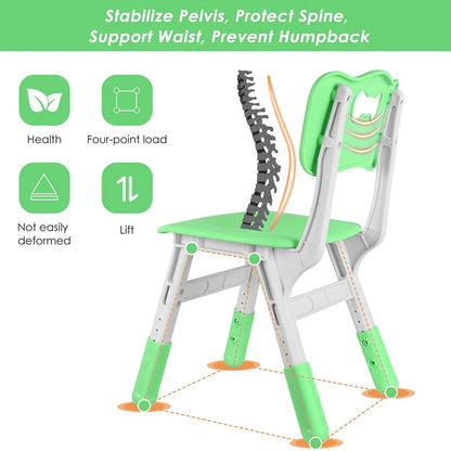 LAZY BUDDY Kids Table and 4 Chairs Set, Height Adjustable Toddler Desk with Graffiti Desktop, Kids Activity Table Set for Daycare, Home