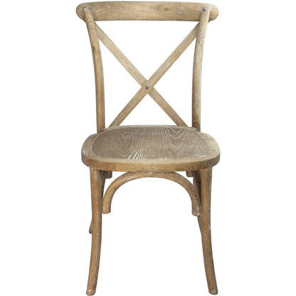 Merrick Lane X-Back Bistro Style Wooden High Back Dining Chair in Natural with White Grain