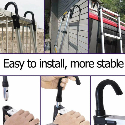 Jupiter Multi-Purpose Telescoping Extension Ladder with 2 Detachable Hooks, 20 ft, Aluminum Silver