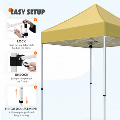 EAGLE PEAK 5x5 Pop Up Canopy Tent Instant Outdoor Canopy Easy Set-up Straight Leg Folding Shelter（Blue）