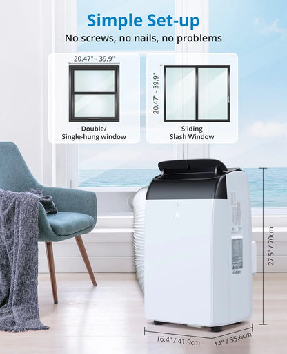 EastVita 10000 BTU Air Conditioner Portable for Room, 3-in-1 AC Unit, Dehumidifier and Fan, Air Conditioners with Remote Control & Window Kit, Sleep Mode, LED Display, Cooling Room up to 450 Sq.ft