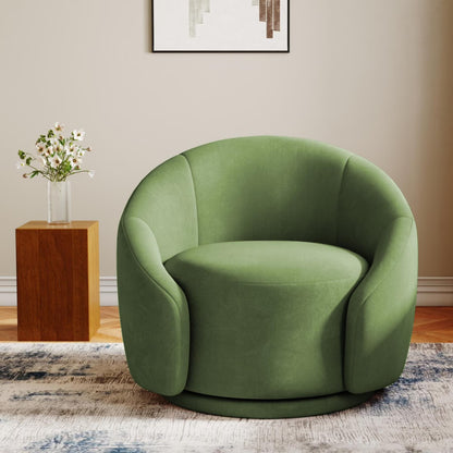 360�� Swivel Accent Chair for Living Room, Boucle Barrel Armchair Single Sofa Chair Reading Chair, Sage Green
