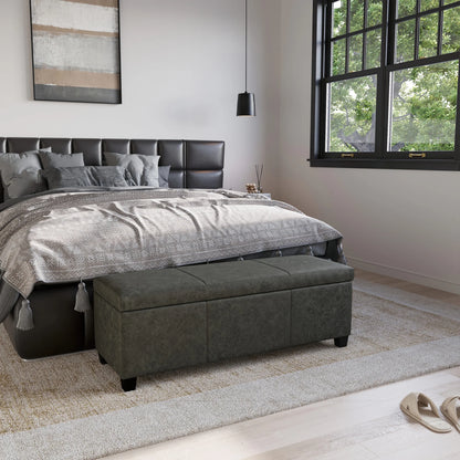 BELLEZE Storage Ottoman Bench Footstool - Amherst (Beige)