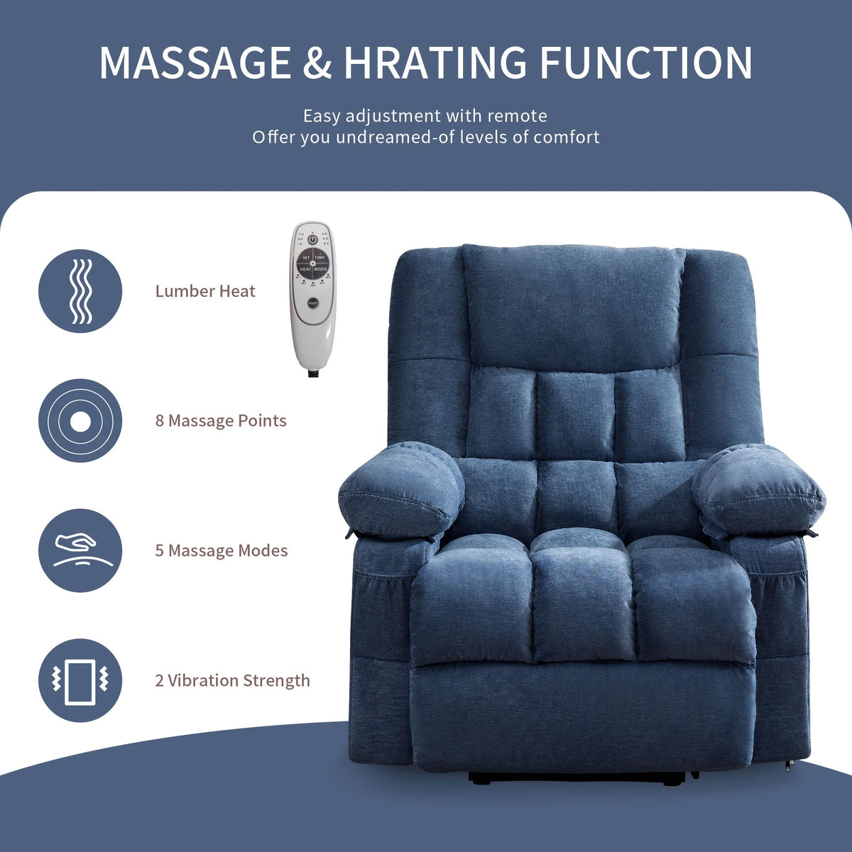 JONPONY Power Lift Recliner Chair Recliners for Elderly with Heat and Massage Recliner Chair for Living Room with Infinite Position and Side Pocket,USB Charge Port,Brown