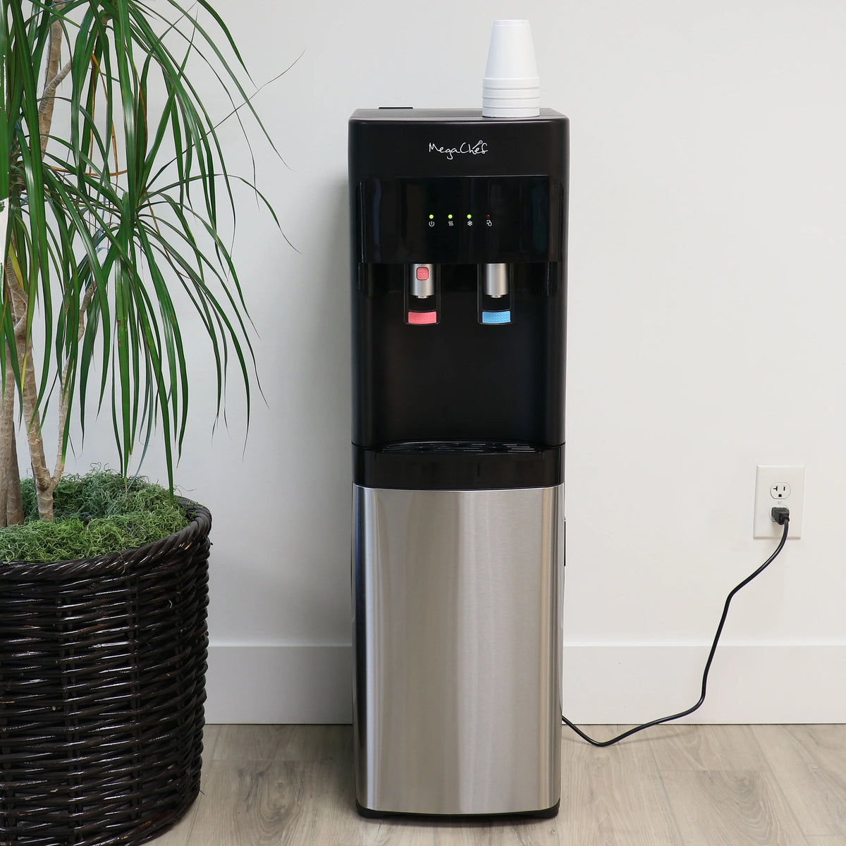 MegaChef Stainless Steel Bottom Load Hot and Cold Water Dispenser 5 Gallon Water Cooler